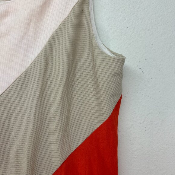 Anthropologie Maeve Cameron Dress medium orange red colorblock Rib  Asymmetrical - Picture 3 of 13